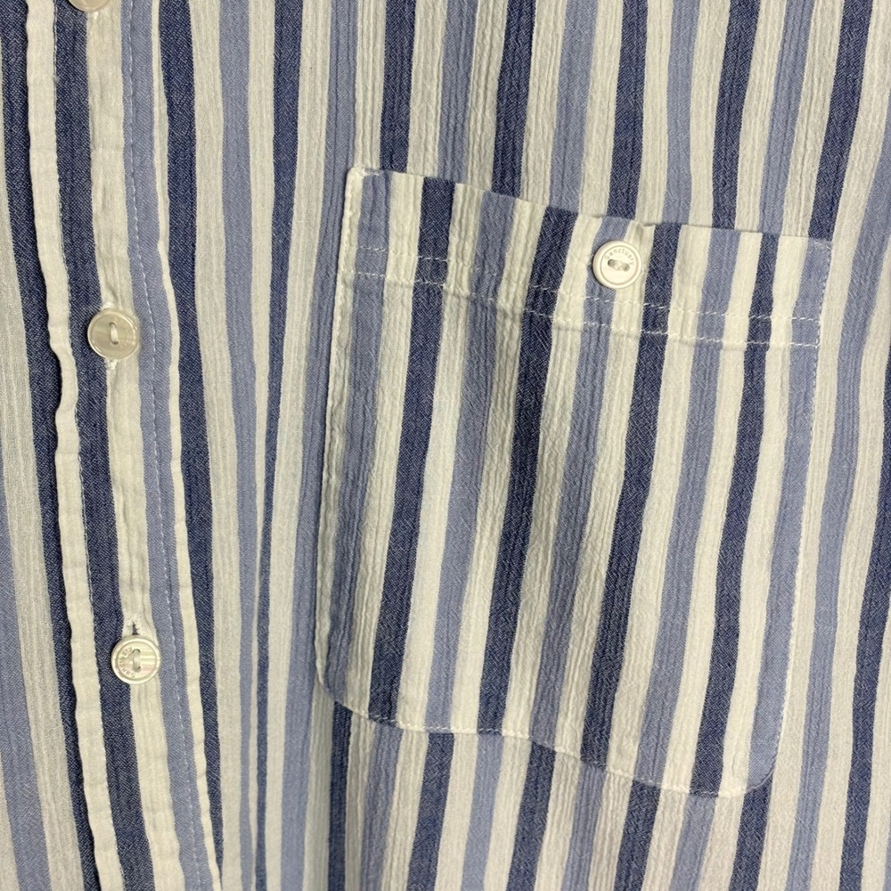 Sanctuary Women's Blue White Striped Cotton Boyfriend Shirt Long Sleeve Large - Picture 2 of 9